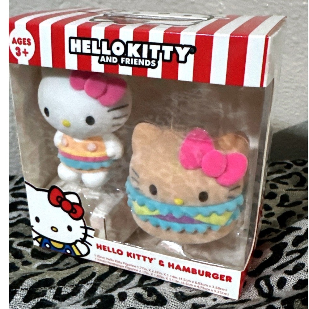 Sanrio Hello Kitty and Friends Flocked Figurine Set Hello Kitty & Hamburger